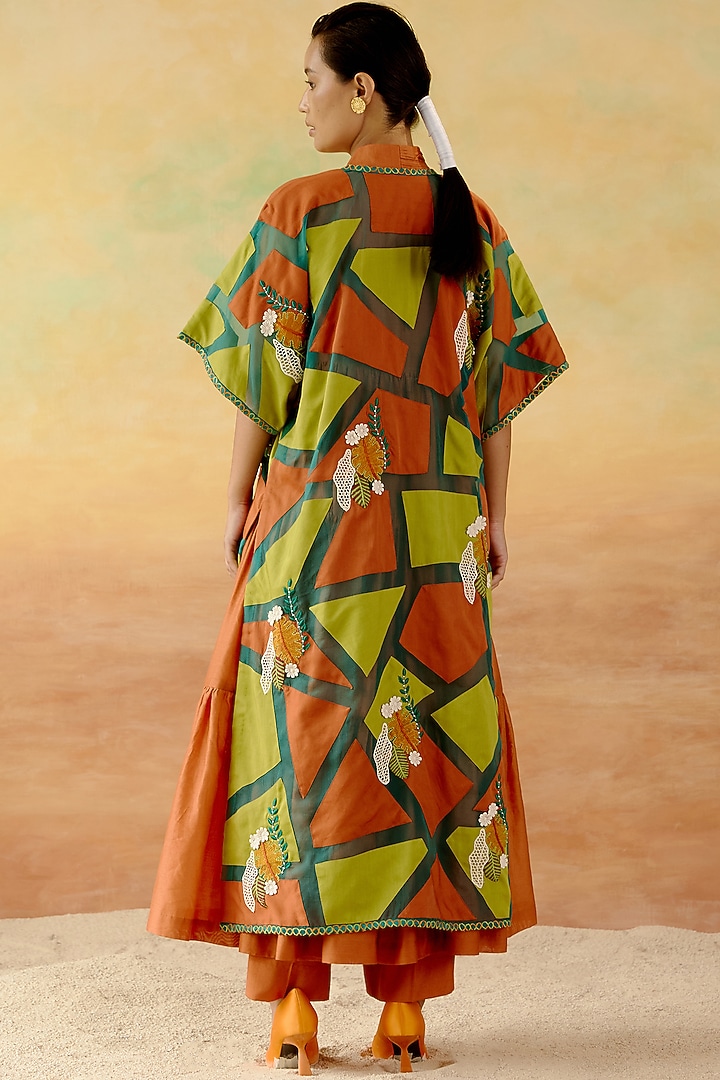 Multi-Colored Cape Set With Color Blocking by Shweta Aggarwal at Pernia's Pop Up Shop