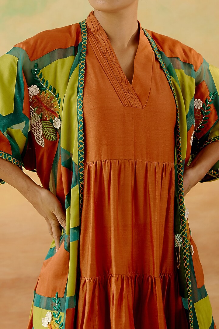 Multi-Colored Cape Set With Color Blocking by Shweta Aggarwal at Pernia's Pop Up Shop