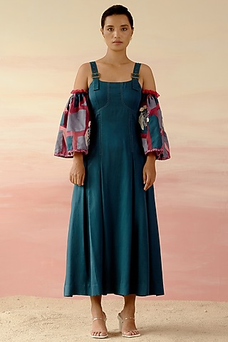 Indigo Blue Satin Dress by Shweta Aggarwal