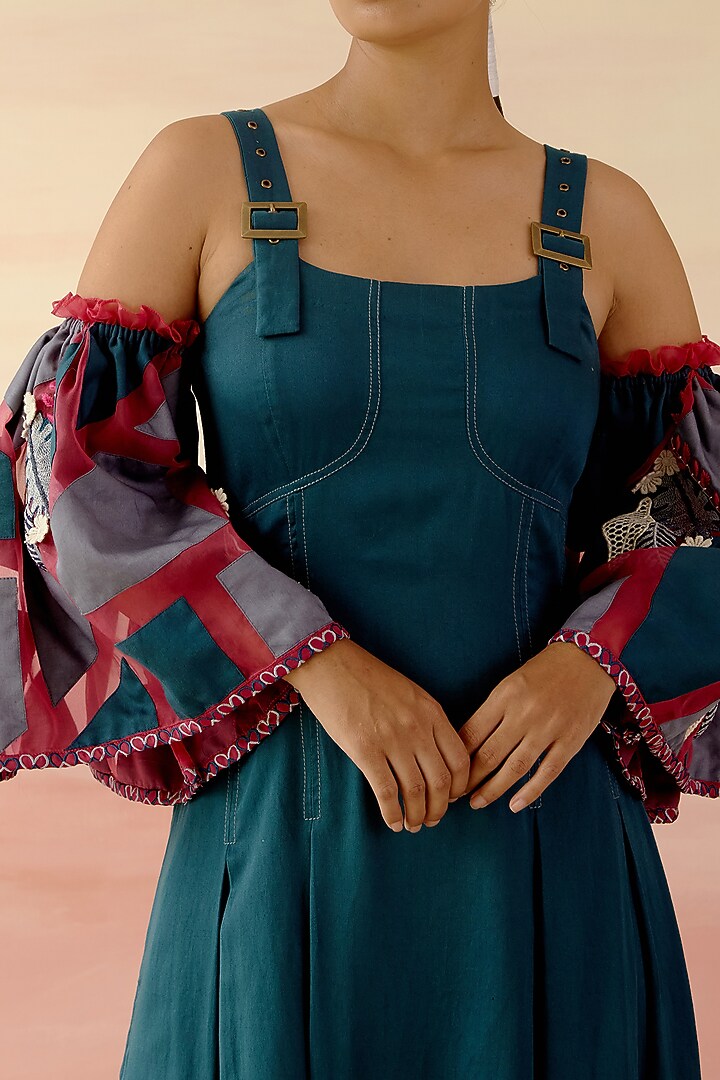 Indigo Blue Satin Summer Dress by Shweta Aggarwal at Pernia's Pop Up Shop