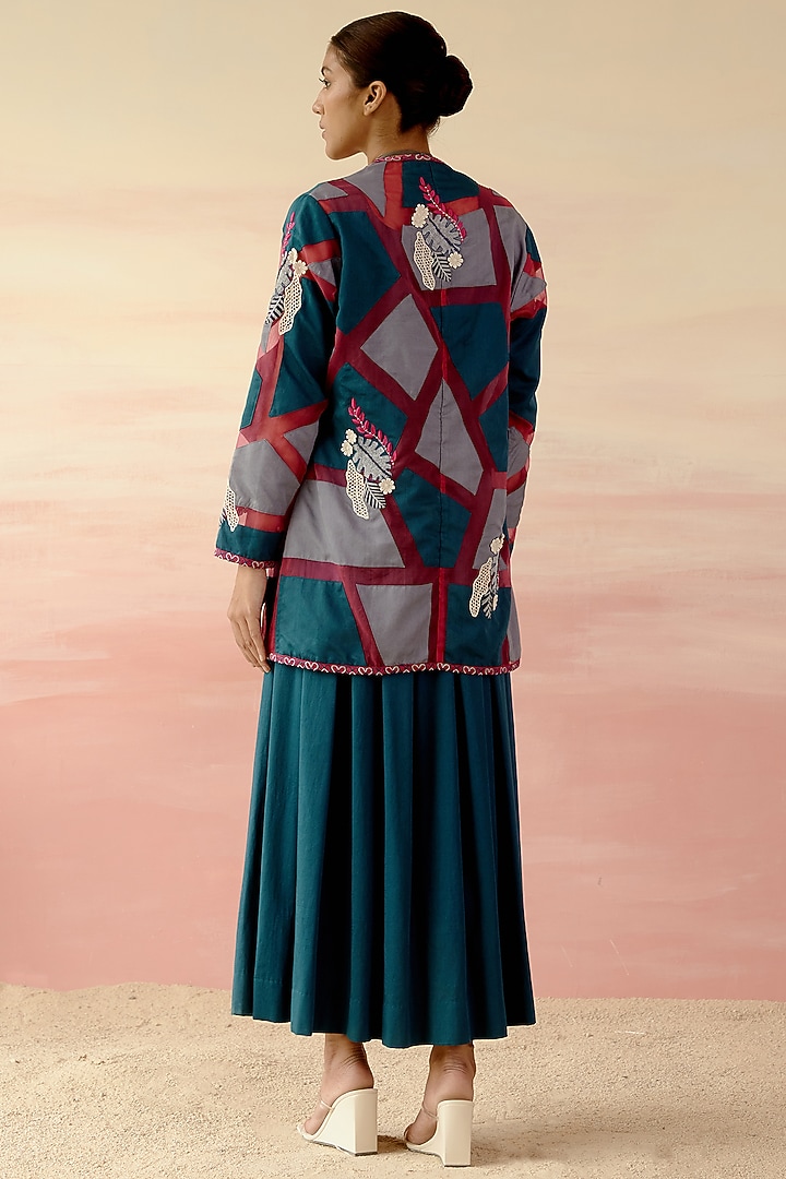 Multi-Colored Embroidered Jacket Vacation Dress by Shweta Aggarwal at Pernia's Pop Up Shop