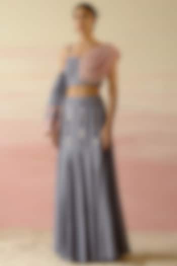 Smokey Grey Satin Skirt Set by Shweta Aggarwal at Pernia's Pop Up Shop