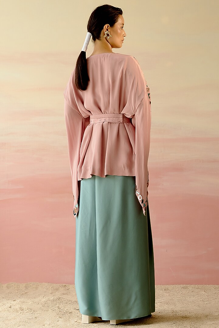 Rose Beige Embellished Kaftan Set by Shweta Aggarwal at Pernia's Pop Up Shop
