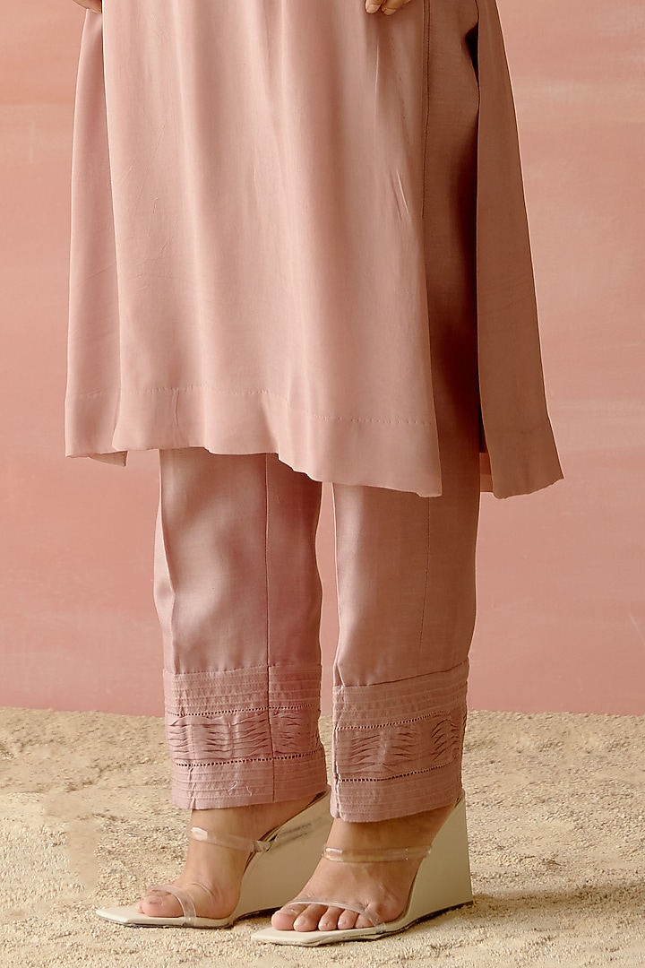 Rose Beige Satin Tunic Set by Shweta Aggarwal at Pernia's Pop Up Shop