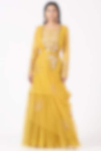 Mustard Yellow Embroidered Wedding Lehenga Set by Shweta Aggarwal at Pernia's Pop Up Shop