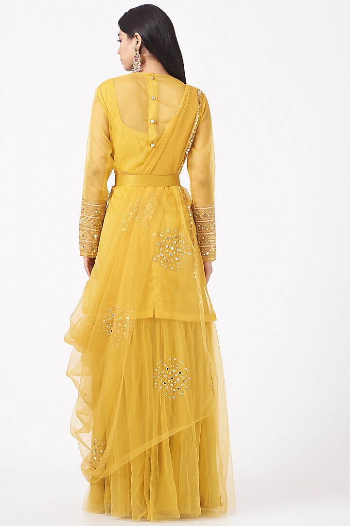 Mustard Yellow Embroidered Wedding Lehenga Set by Shweta Aggarwal at Pernia's Pop Up Shop