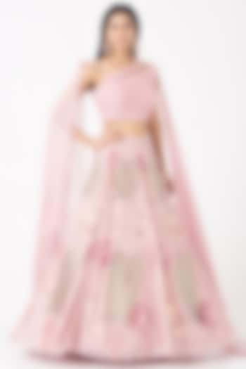 Little Rose Pink Embroidered Wedding Lehenga Set by Shweta Aggarwal at Pernia's Pop Up Shop