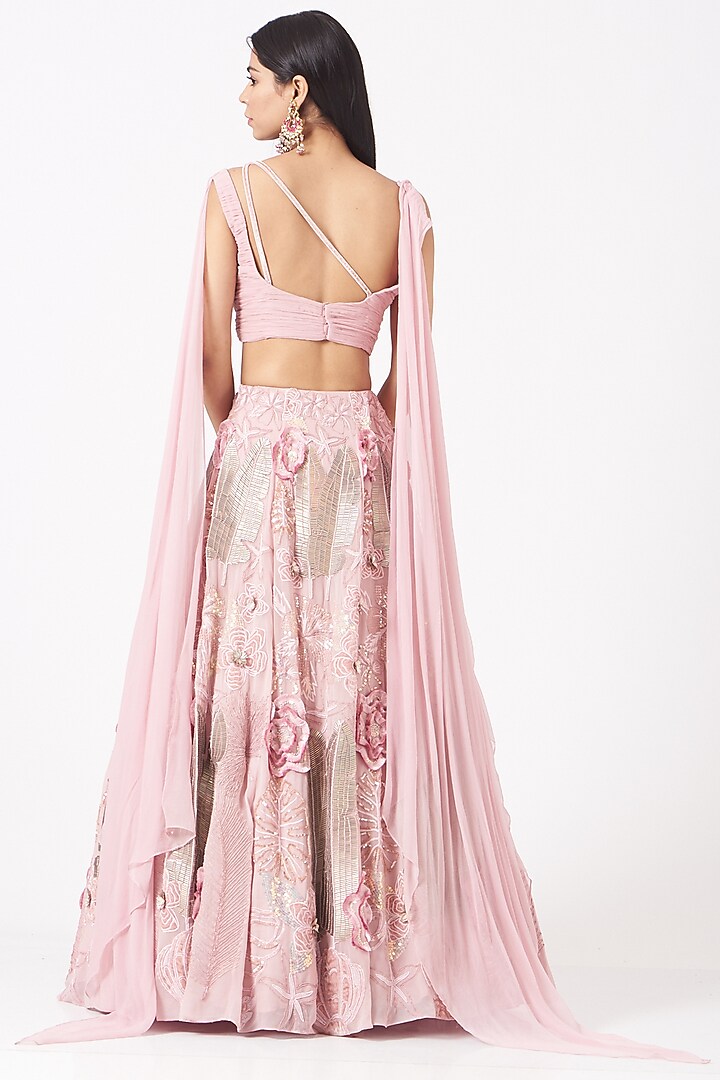 Little Rose Pink Embroidered Wedding Lehenga Set by Shweta Aggarwal at Pernia's Pop Up Shop