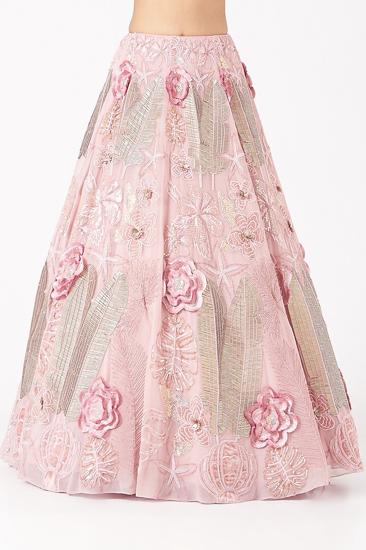 Little Rose Pink Embroidered Wedding Lehenga Set by Shweta Aggarwal at Pernia's Pop Up Shop