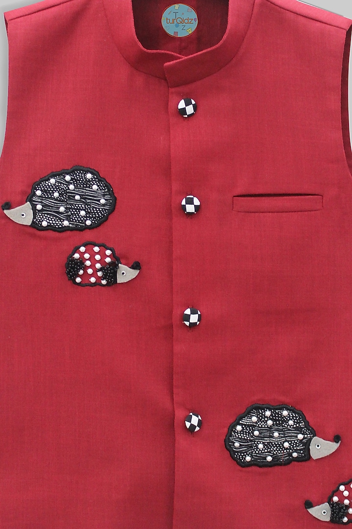 White Kurta Set With Embroidered Nehru Jacket For Boys by TURQIDZ at Pernia's Pop Up Shop