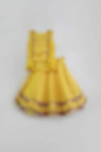 Dandelion Yellow Scalloped Lehenga Set For Girls by TURQIDZ