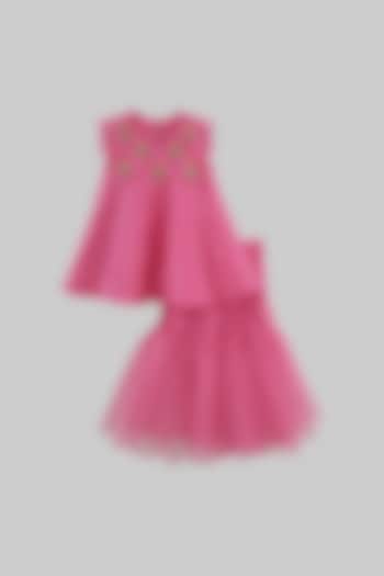 Blush Pink Dupion Silk Sharara Set For Girls by TURQIDZ
