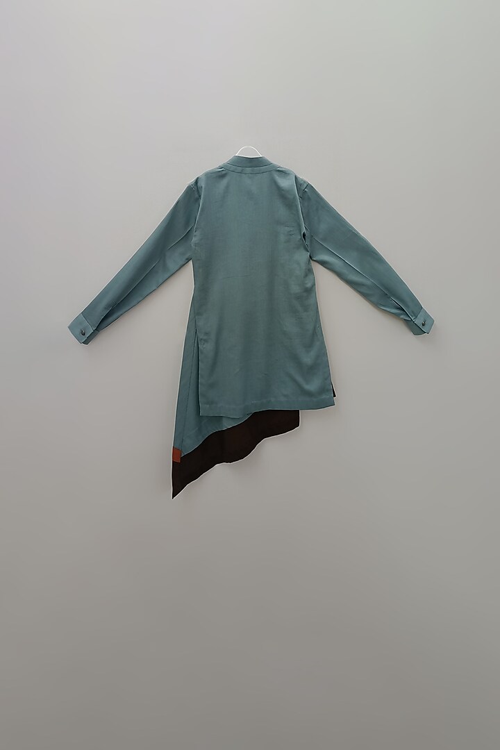 Teal Green Draped Kurta Set For Boys by TURQIDZ at Pernia's Pop Up Shop