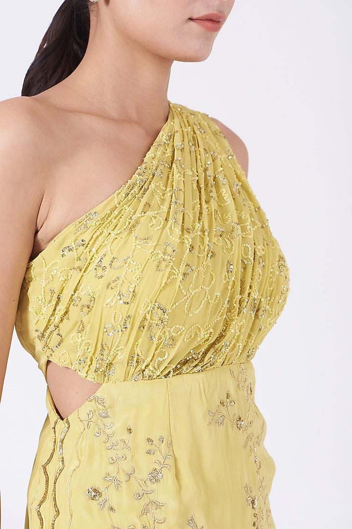Corn Yellow Layered Wedding Sharara Set by Shweta Aggarwal at Pernia's Pop Up Shop