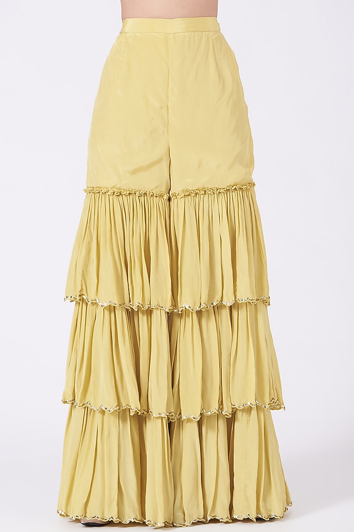 Corn Yellow Layered Wedding Sharara Set by Shweta Aggarwal at Pernia's Pop Up Shop