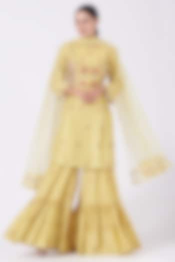 Yellow Embroidered Sharara Set by Shweta Aggarwal