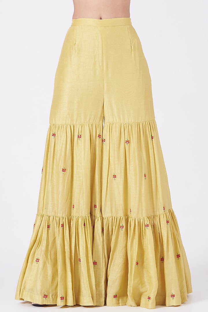 Yellow Embroidered Wedding Sharara Set by Shweta Aggarwal at Pernia's Pop Up Shop