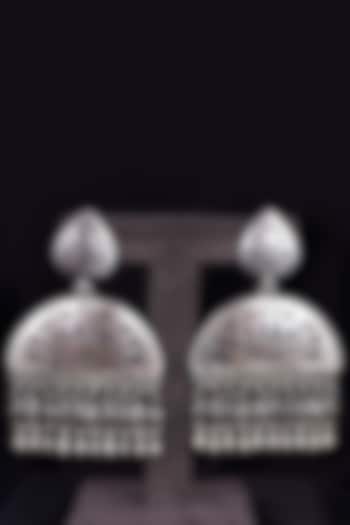 Oxidised Silver Finish Handcrafted Dangler Earrings In Sterling Silver by Shyle at Pernia's Pop Up Shop