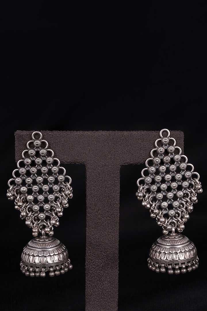 Oxidised Silver Finish Handcrafted Earrings In Sterling Silver by Shyle at Pernia's Pop Up Shop