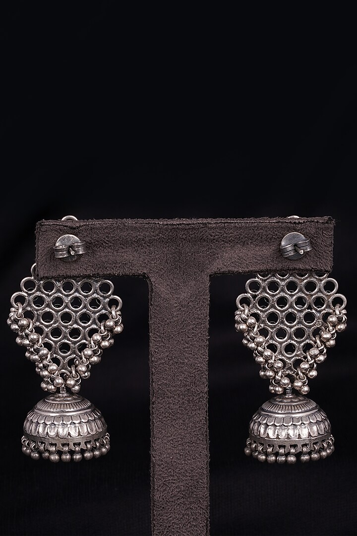 Oxidised Silver Finish Handcrafted Earrings In Sterling Silver by Shyle at Pernia's Pop Up Shop