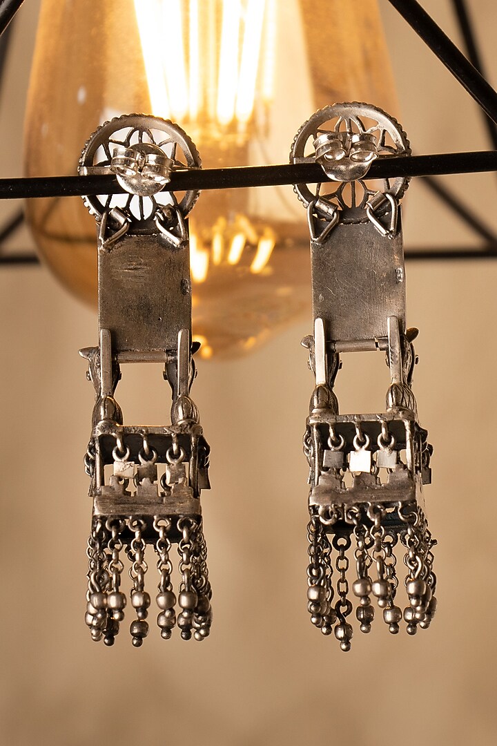 Oxidised Silver Finish Handcrafted Horse Earrings In Sterling Silver by Shyle at Pernia's Pop Up Shop
