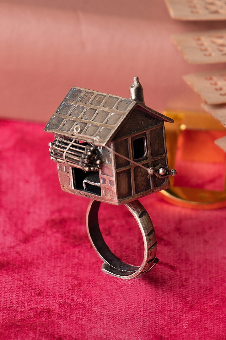 Oxidised Silver Finish Handcrafted Hurt Ring In Sterling Silver by Shyle at Pernia's Pop Up Shop