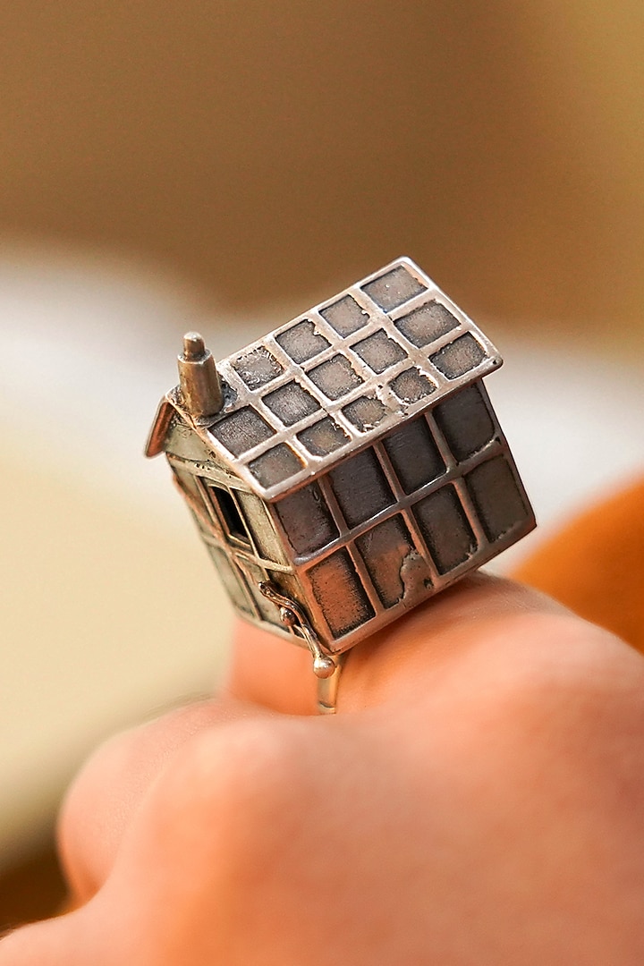 Oxidised Silver Finish Handcrafted Hurt Ring In Sterling Silver by Shyle at Pernia's Pop Up Shop