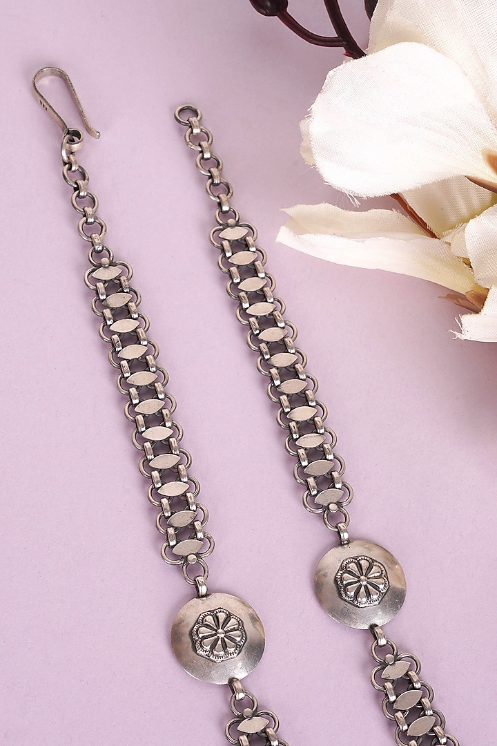 Silver Finish Handcrafted Long Necklace In Sterling Silver by Shyle at Pernia's Pop Up Shop