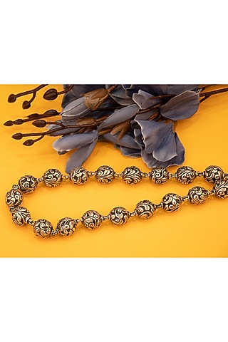 Silver Finish Handcrafted Chitai Ball Necklace In Sterling Silver by Shyle