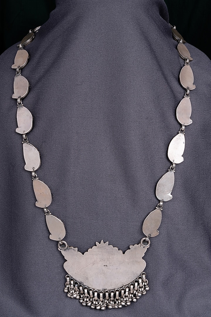 Silver Finish Handcrafted Peacock Necklace In Sterling Silver by Shyle at Pernia's Pop Up Shop