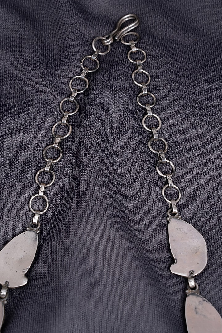 Silver Finish Handcrafted Peacock Necklace In Sterling Silver by Shyle at Pernia's Pop Up Shop