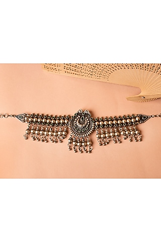 Silver Finish Handcrafted Choker Necklace In Sterling Silver by Shyle