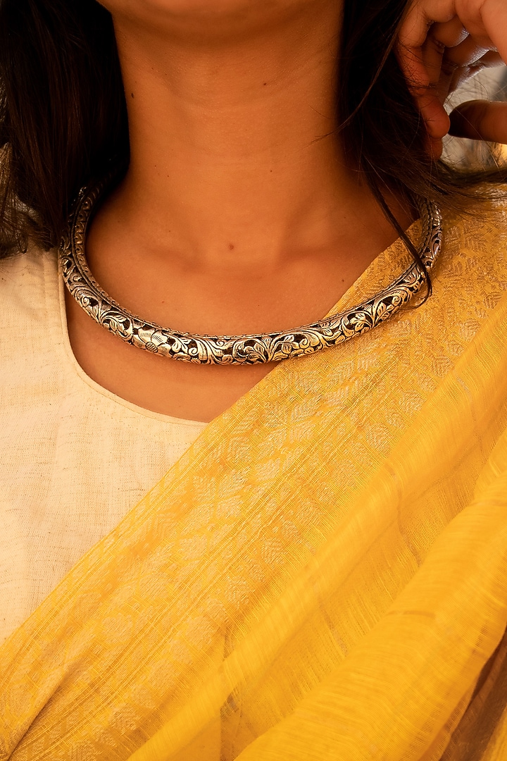 Silver Finish Handcrafted Necklace In Sterling Silver by Shyle at Pernia's Pop Up Shop