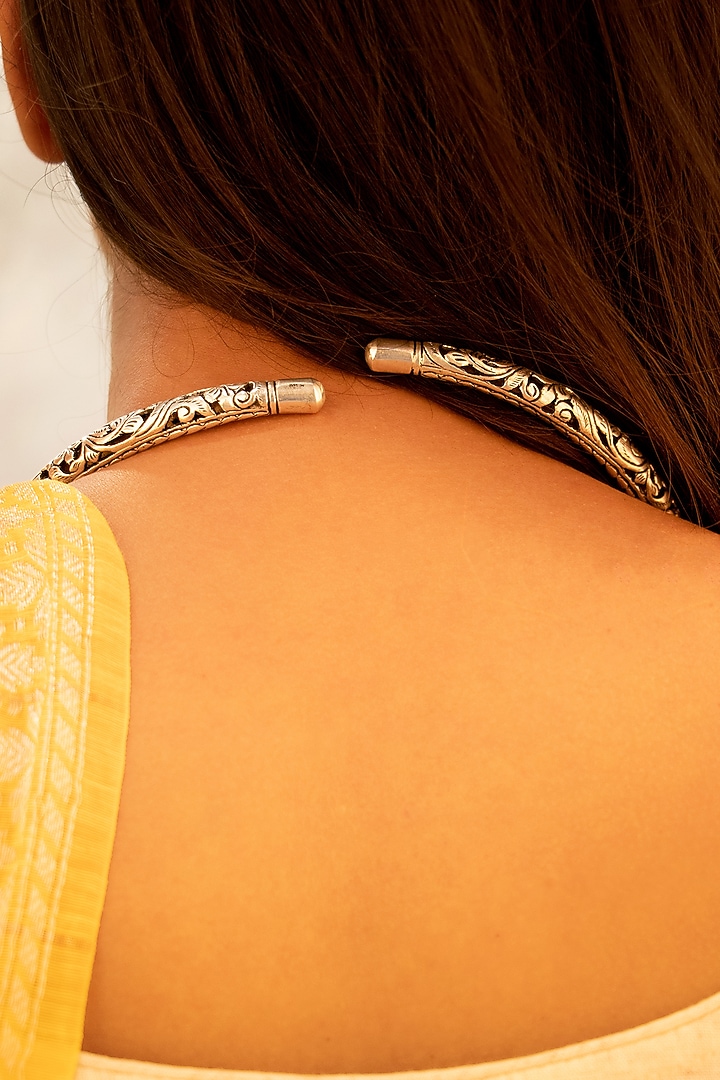 Silver Finish Handcrafted Necklace In Sterling Silver by Shyle at Pernia's Pop Up Shop