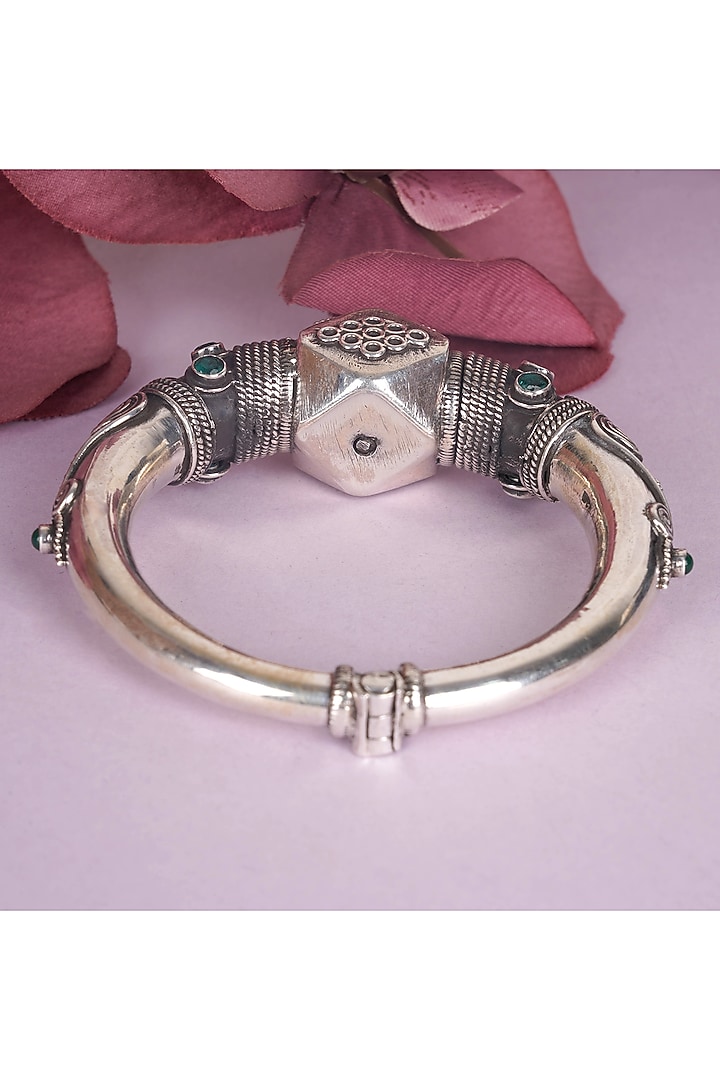 Silver Finish Handcrafted Kada Bangle In Sterling Silver by Shyle at Pernia's Pop Up Shop