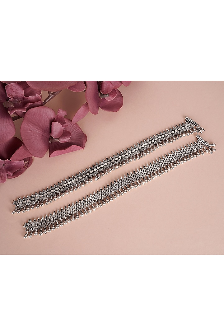 Silver Finish Handcrafted Anklets In Sterling Silver by Shyle