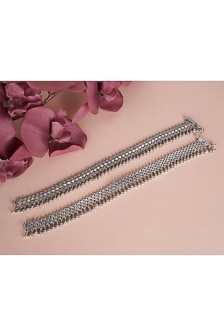 Silver Finish Handcrafted Anklets In Sterling Silver by Shyle