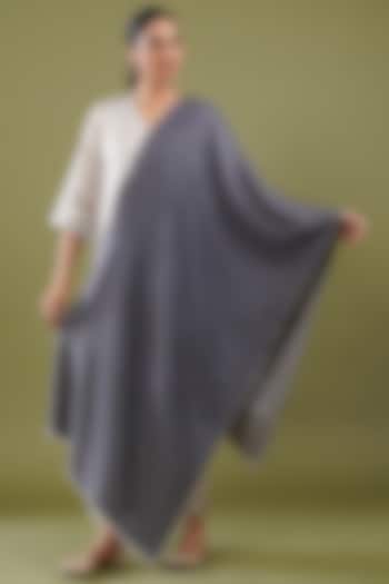 Dark & Light Grey Wool Blend Reversible Stole by Shaza at Pernia's Pop Up Shop