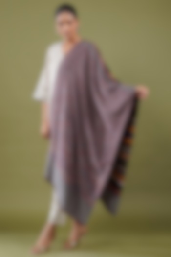 Multi-Colored Fine Count Wool Striped Stole by Shaza at Pernia's Pop Up Shop