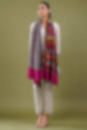 Multi-Colored Fine Count Wool Striped Stole by Shaza at Pernia's Pop Up Shop