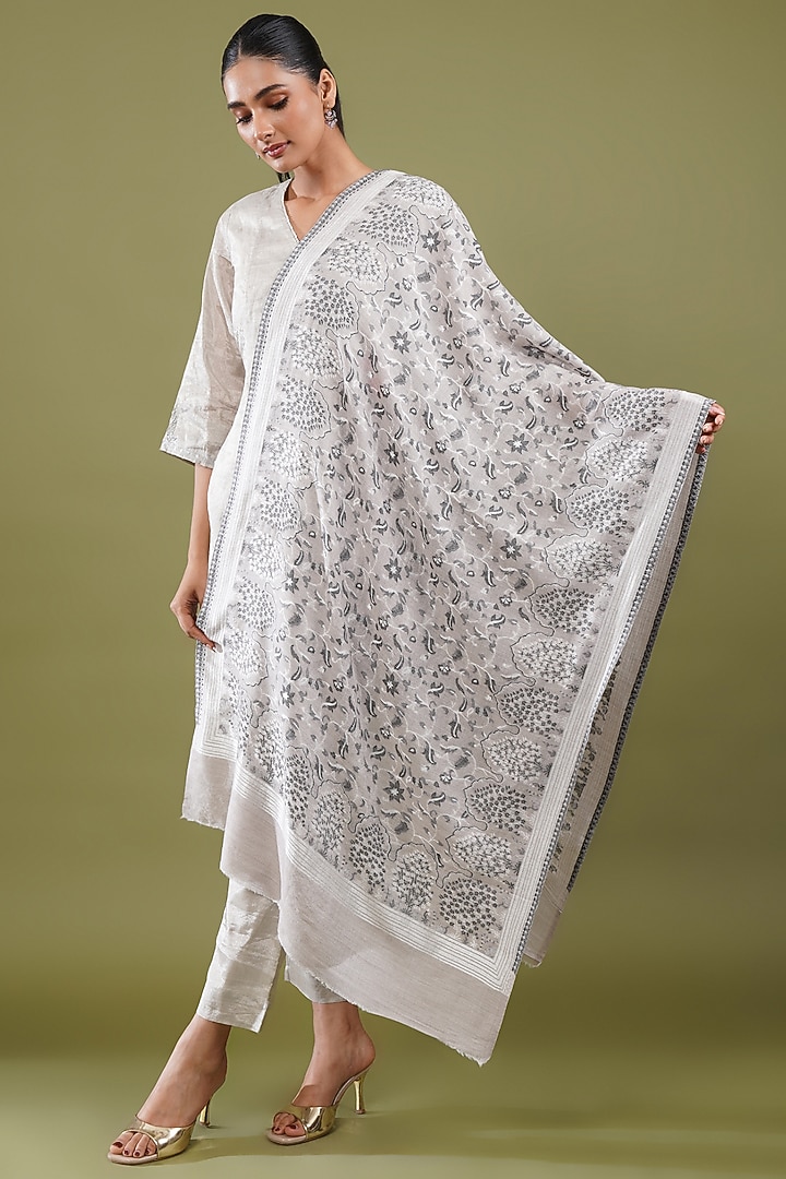 Grey Wool Blend Stole by Shaza at Pernia's Pop Up Shop