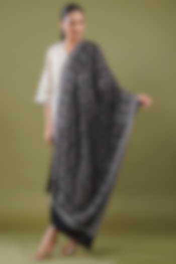 Black Wool Blend Stole by Shaza at Pernia's Pop Up Shop