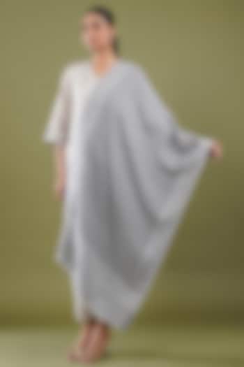 Grey Wool Blend Checkered Stole by Shaza at Pernia's Pop Up Shop