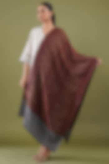 Brown Wool Blend Stole by Shaza at Pernia's Pop Up Shop