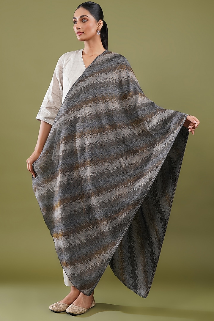 Grey Wool Blend Stole by Shaza at Pernia's Pop Up Shop