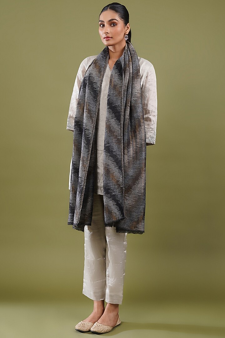 Grey Wool Blend Stole by Shaza at Pernia's Pop Up Shop