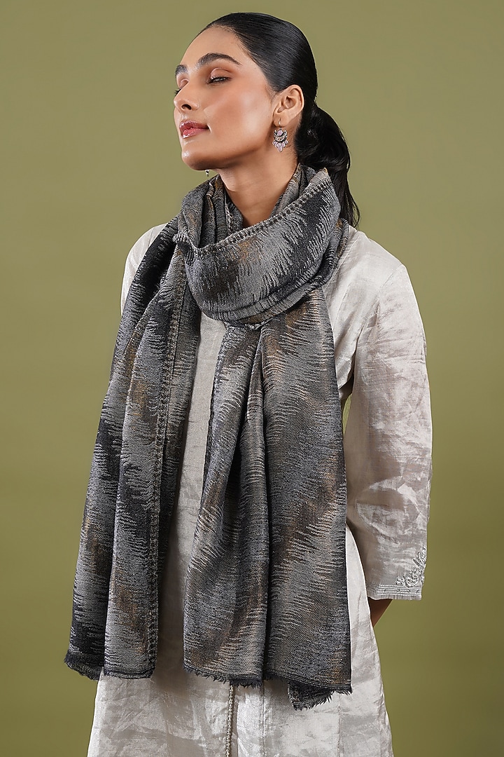 Grey Wool Blend Stole by Shaza at Pernia's Pop Up Shop