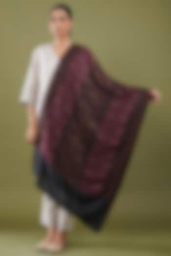 Maroon Wool Blend Stole by Shaza at Pernia's Pop Up Shop