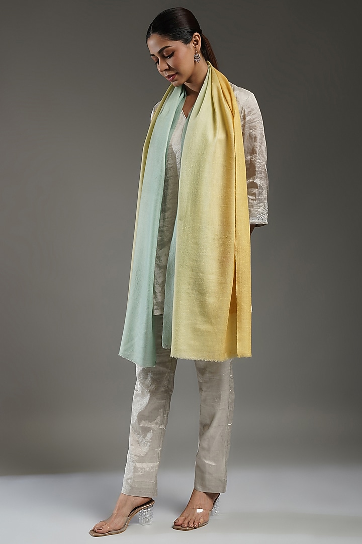 Yellow & Green Cashmere Stole by Shaza at Pernia's Pop Up Shop