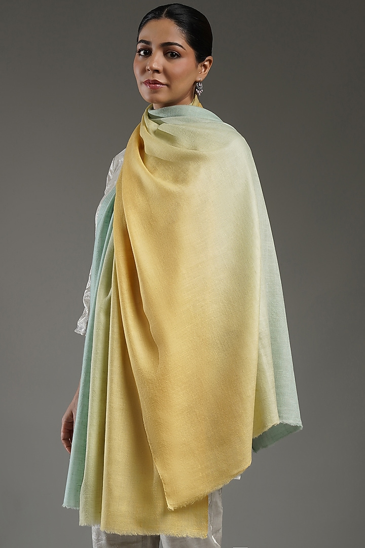 Yellow & Green Cashmere Stole by Shaza at Pernia's Pop Up Shop